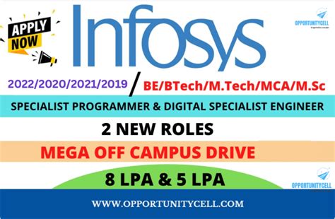 Infosys Mega Off Campus Recruitment Drive For Specialist Programmer And Digital Specialist