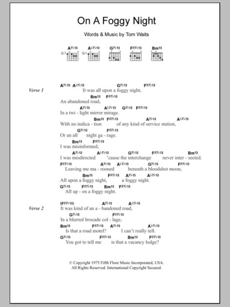 On A Foggy Night Guitar Chords Lyrics ZZounds