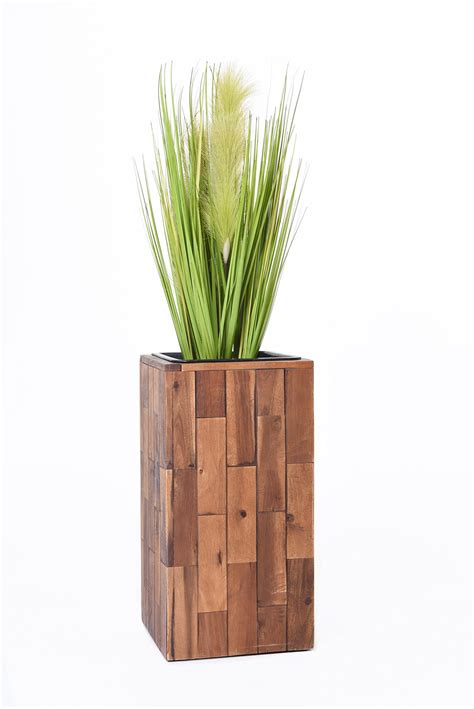 Pflanzk Bel Blumenk Bel Block S Ule Aus Holz Akazie Cm Hoch Braun