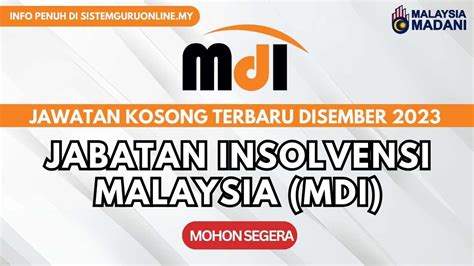 Jawatan Kosong Personel Mystep Jabatan Insolvensi Malaysia Disember