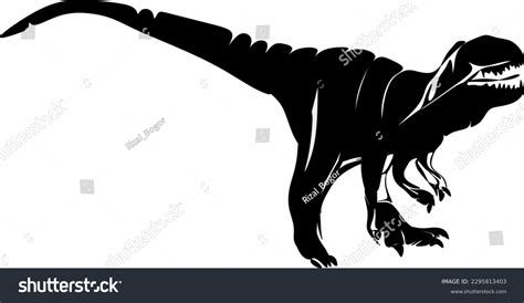 Black White Cartoon Illustration Silhouette Dinosaur Stock Vector (Royalty Free) 2295813403 ...