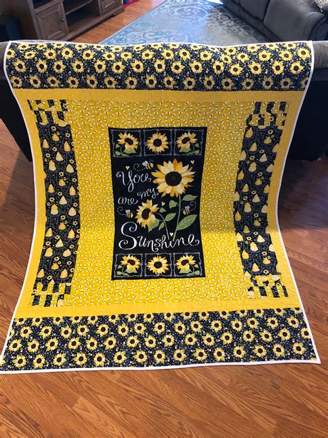 You Are My Sunshine Sunflower Custom Quilt 62 Inches X 80 Inches By