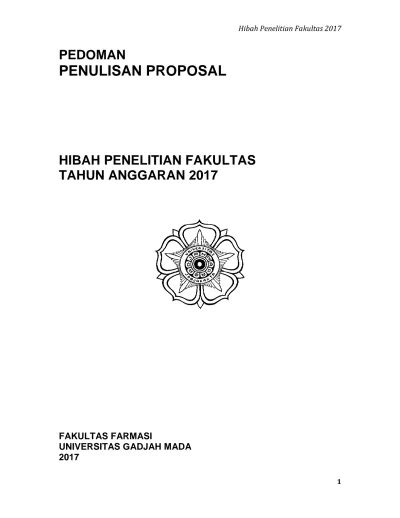 Hibah Penelitian Fakultas 2017 PEDOMAN PENULISAN PROPOSAL HIBAH