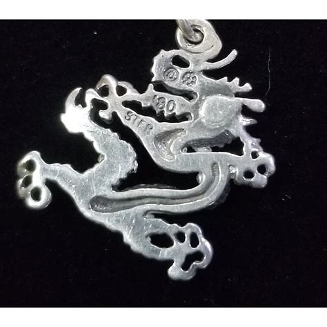 Vintage Sterling Silver 925 Yin Yang Dragon Pendant Dangle Charm