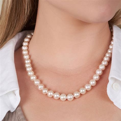 8 5 9 0 Mm 18 Inch Aaa White Freshwater Pearl Necklace Pearl Paradise