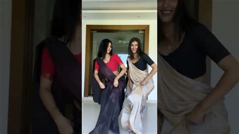 Chammak Challo White And Red Hot Girl Dancing Black And Red Saree