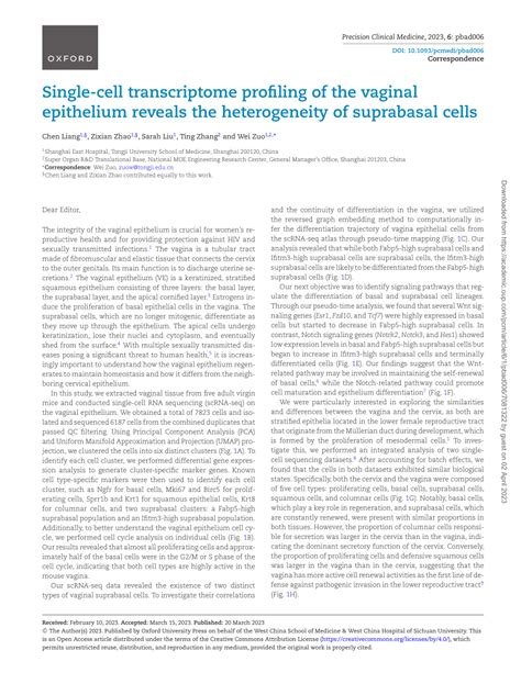 Pdf Single Cell Transcriptome Profiling Of The Vaginal Epithelium Reveals The Heterogeneity Of