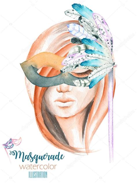 Masquerade Theme Illustration Of Female Image Masked In Venetian Style