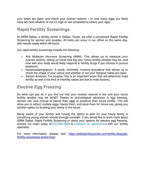 Ppt Fertility Awareness And Fertility Screening Sirm Dallas