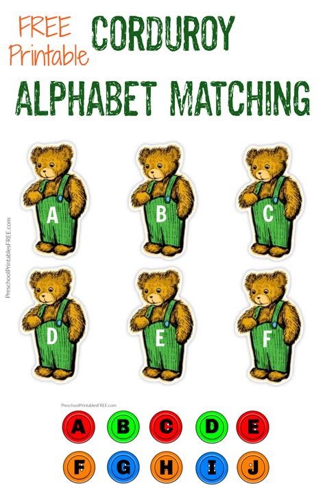 Corduroy Letter Matching Activity Free Printable Free Preschool