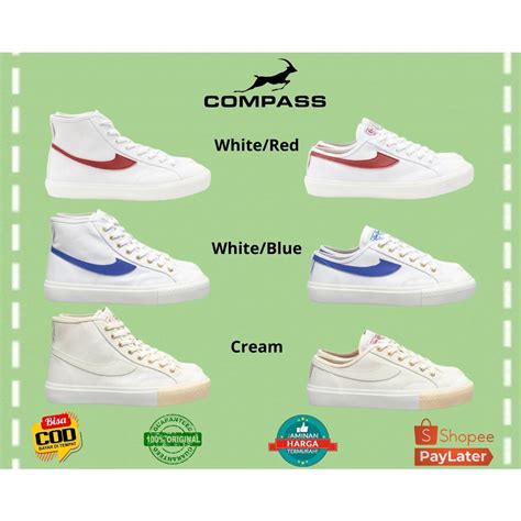 Jual ORIGINAL Sepatu Compass Hi Low Compass Gazelle High Cream