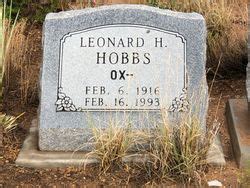 Leonard H Ox Hobbs 1916 1993 Mémorial Find a Grave