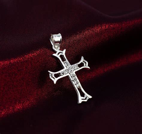 Cross Necklace Sterling Silver Cross Necklace Silver Cross Etsy