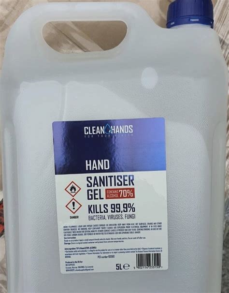 5ltr Clean Hands Sanitiser Gel 70 Alcohol