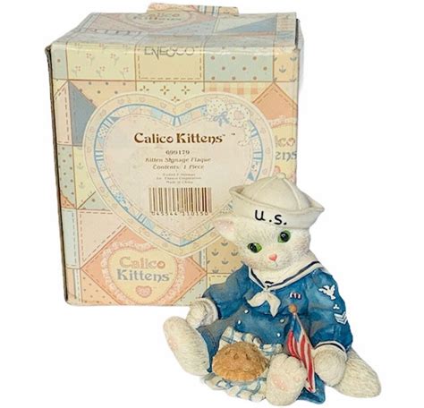 Cat Kitten Figurine Calico Kitten Enesco Vintage Resin Etsy