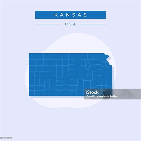 Vector Illustration Vector Of Kansas Map Kansas Stock Illustration