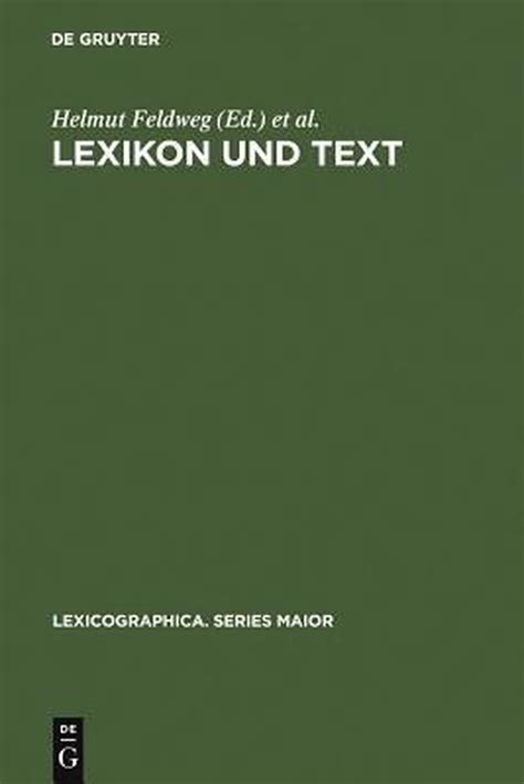 Lexicographica Series Maior Lexikon Und Text Boeken