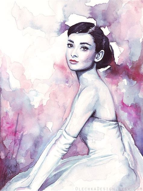 Audrey Hepburn Portrait Audrey Watercolor Audrey Hepburn Etsy