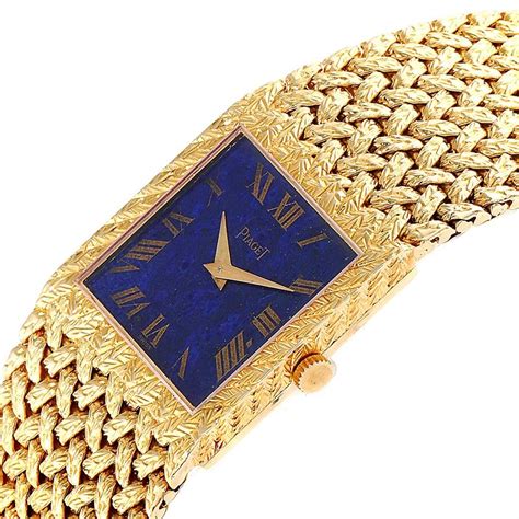 Piaget 18 Karat Yellow Gold Blue Lapis Lazuli Dial Vintage Men S Watch 9352 For Sale At 1stdibs