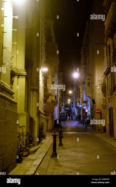 Valletta At Night, Malta Stock Photo - Alamy