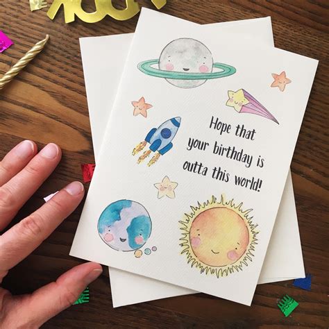 Space Card Outer Space Birthday Card Planets Card Etsy