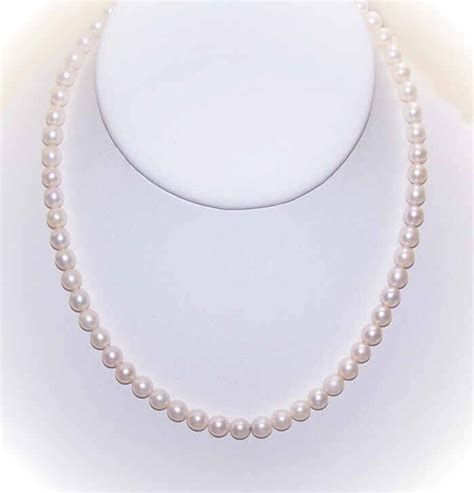 Vintage 6mm Cultured Pearl Necklace With 14k White Gold Clasp Haute Juice