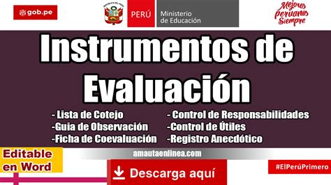 Instrumentos De Evaluación Para Inicial Primaria Y Secundaria Editable En Word[descargar]