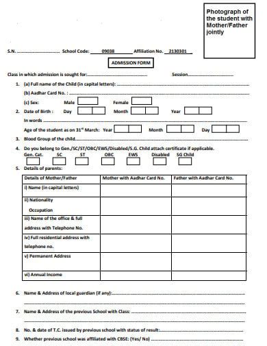 Free 29 School Admission Form Templates In Doc Pdf