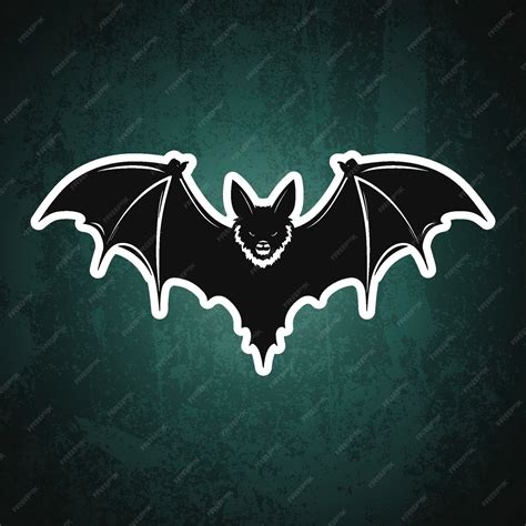 Premium Vector | Black bat with wings spread on blue green background