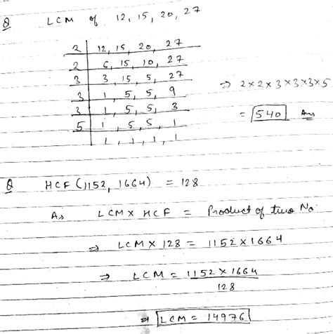 4 Using Prime Factorisation Method Find Lcm Of 1215 2027 5 Given