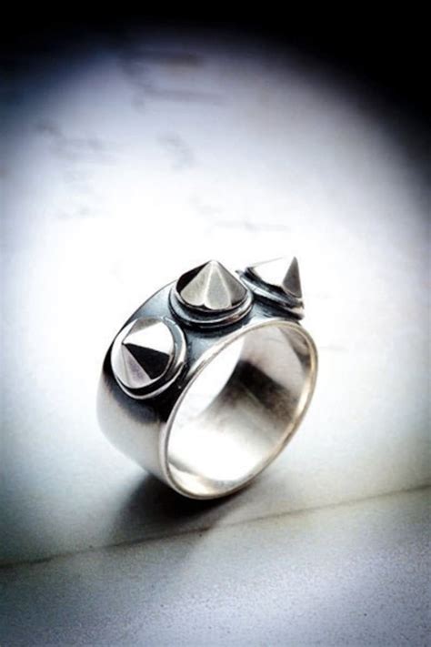 Destroy 3 Spike Studded Silver Ring Etsy