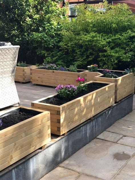 110cm Large Rectangular Wooden Planters Wooden Garden Planters