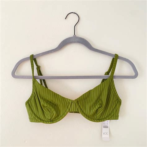 J Crew Women S Green And Khaki Bikini And Tankini Tops Depop