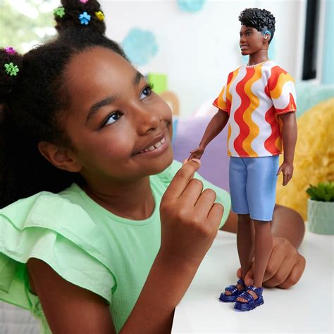 Barbie Fashionista Ken Doll 220 With Orange Wavy Tee Smyths Toys Uk