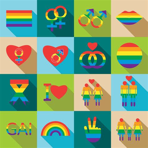 Homosexual icons set, flat style 4223065 Vector Art at Vecteezy