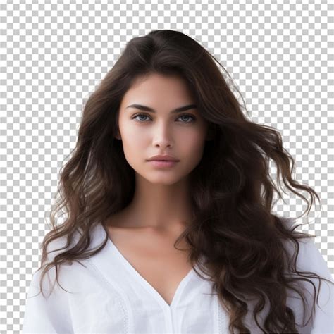 Premium Psd Gorgeous Hispanic Brunette Girl In White Clothes With