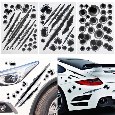 Buy 1pc Pvc Car Stickers 3d Bullet Hole Creative Funny Graphics Sticker