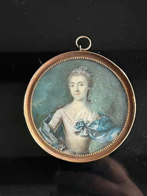 Proantic Miniature Portrait De Femme D Poque Xviii Me