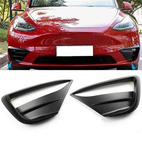 Custom Fit Matte Black Front Fog Light Lamp Spoiler Cover For Tesla