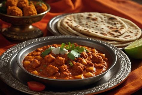 Chana Masala With Tandoori Roti Premium AI Generated Image