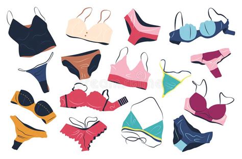 Set Of Isolated Lingerie For Women Bras And Panties Stock Vector