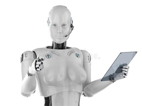 Robot With Glass Tablet Stock Photo Image Of Programmer 151940648