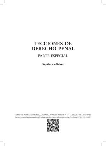 Lecciones De Derecho Penal Parte Especial Edici N By Atelier