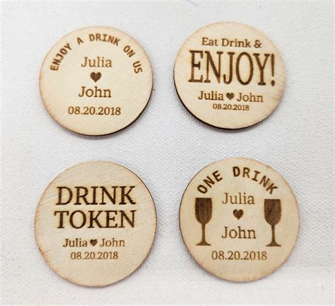 Personalized Wedding Drink Tokens Custom Free Drink Tickets Etsy