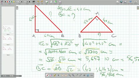 Teorema Di Pitagora Applicato Al Triangolo Rettangolo Isoscele Youtube