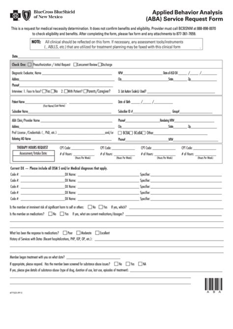 Fillable Applied Behavior Analysis Aba Service Request Form