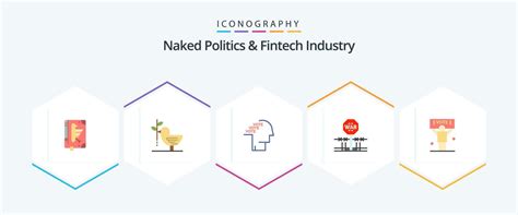 Naked Politics And Fintech Industry 25 Flat Icon Pack Including