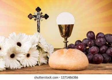 Holy Communion Bread Wine Christianity Religion Stock Photo 1371486386