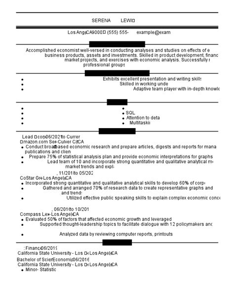 Economist Cv Example For Skills Templates Off