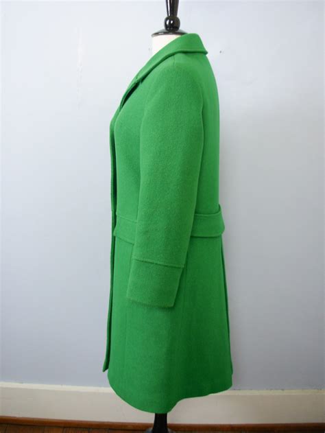 Vintage 60s Kelly Green Wool Pea Coat Womens Size Etsy